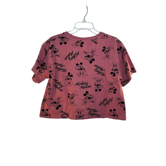 DISNEY Women’s Mickey Mouse All Over Print Casual Crop Top / Size: Large - Picture 2 of 4